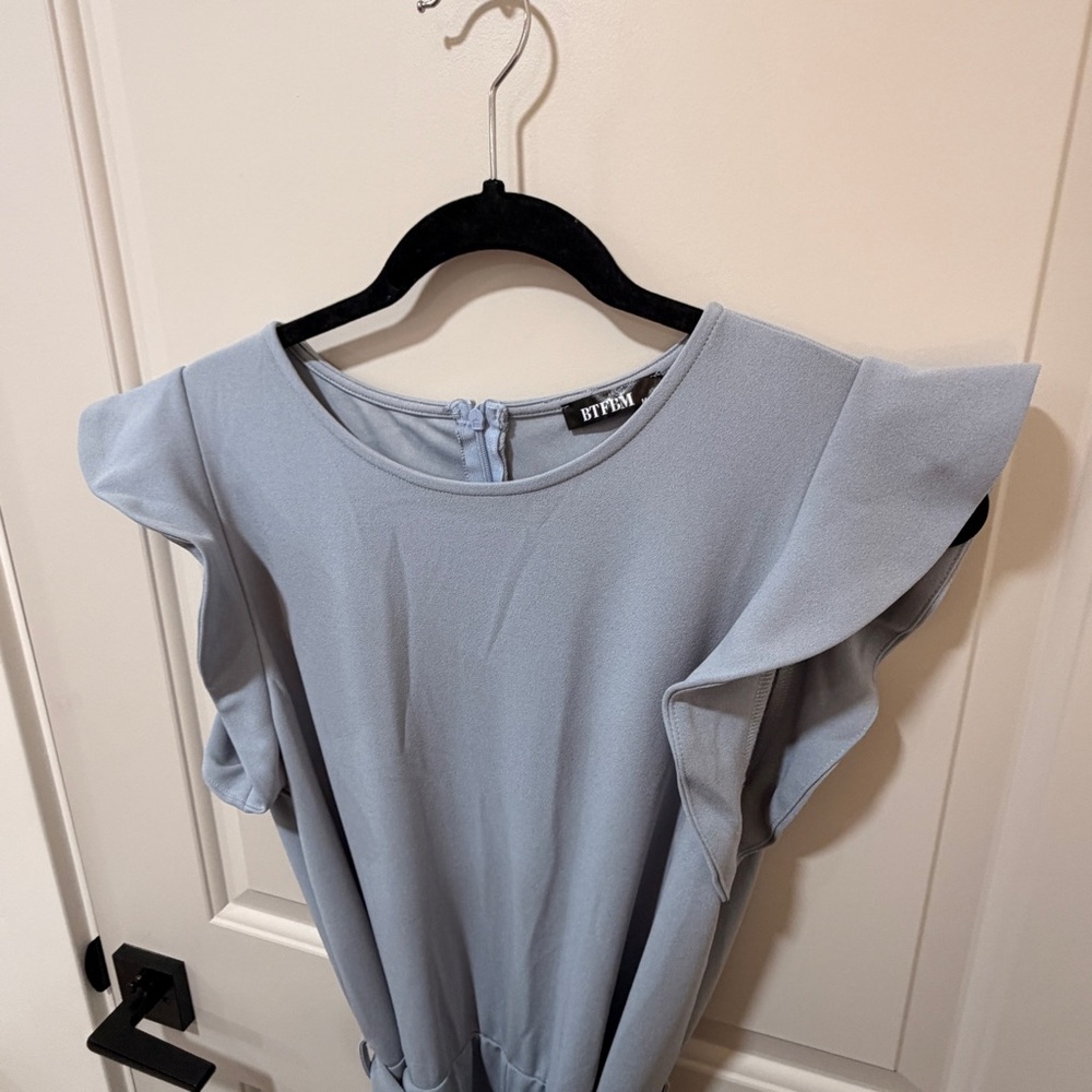 Light Blue Ruffle Sleeve Jumpsuit